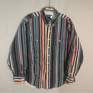 VTG Wrangler Brushpopper Multicolored Striped Western Shirt Men’s XL Made In USA